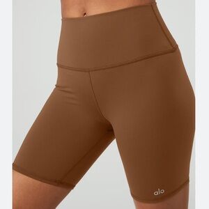 ALO Yoga Brown High-Waist Biker Short in Cinnamon